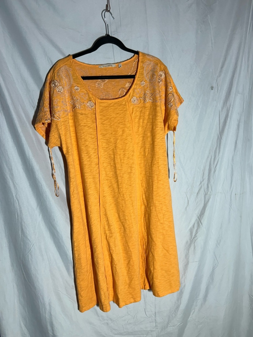 Soft Surroundings Orange Embroidered Short Sleeve Tunic